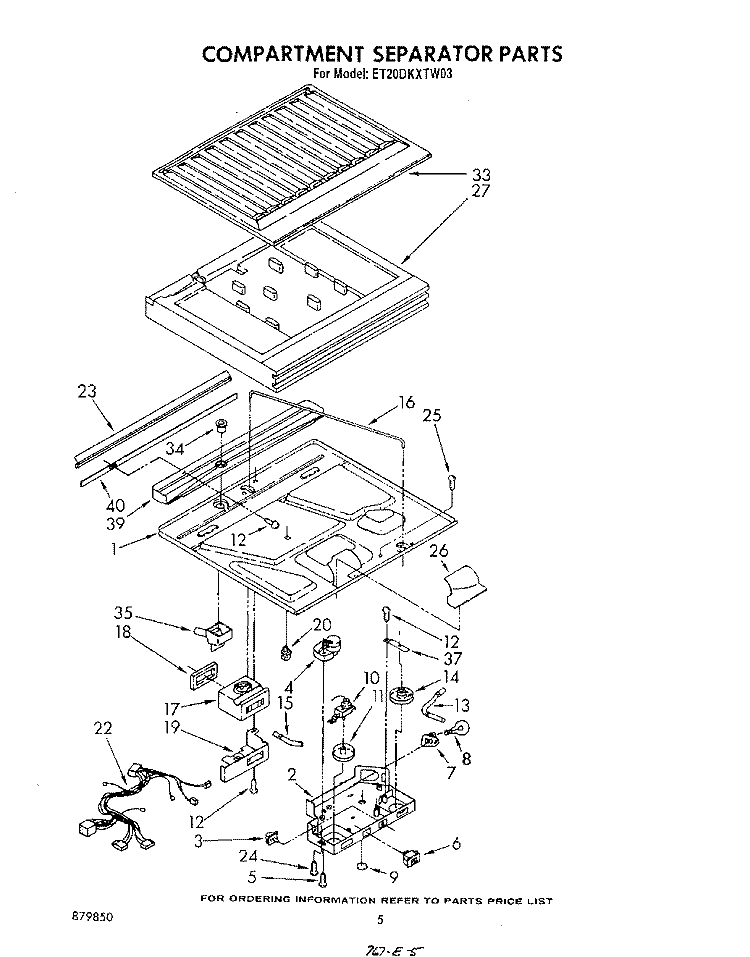 COMPARTMENT SEPARATOR Diagram and Parts List for ET20DKXTM03  Whirlpool Refrigerator