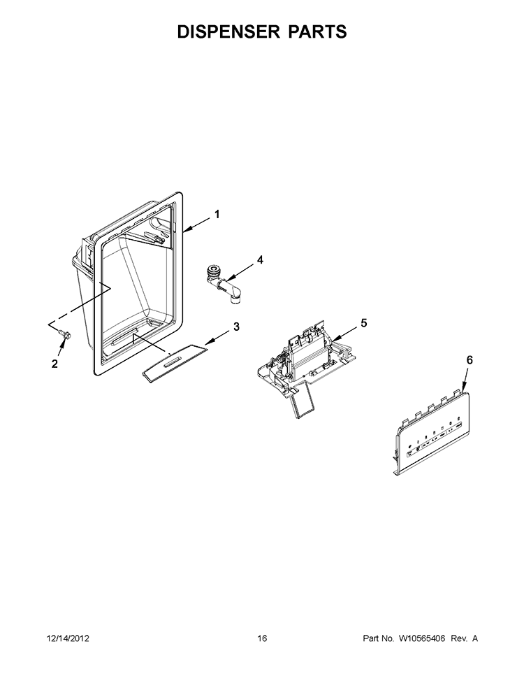 DISPENSER PARTS Diagram and Parts List for ISF25D2XBM00  Whirlpool Refrigerator
