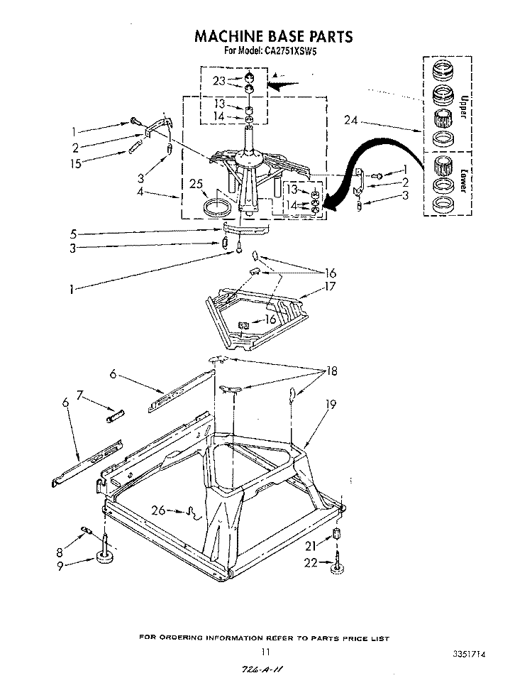 MACHINE BASE Diagram and Parts List for CA2751XSW5  Whirlpool Washer