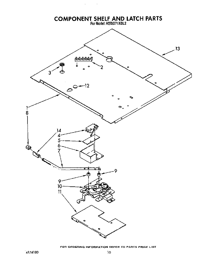 COMPONENT SHELF AND LATCH Diagram and Parts List for KEBI271XBL2  KitchenAid Wall Oven