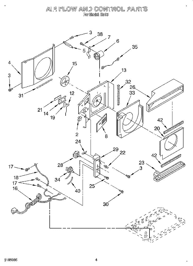 AIR FLOW AND CONTROL Diagram and Parts List for R515  Whirlpool Air Conditioner