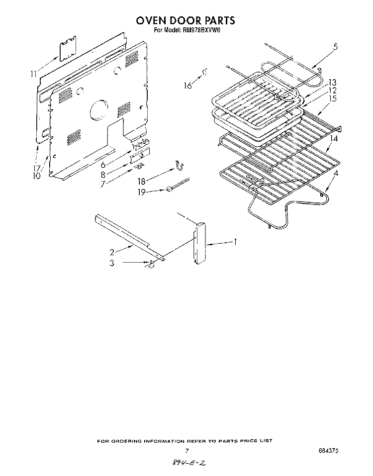 OVEN DOOR Diagram and Parts List for RM978BXVN0  Whirlpool Microwave Oven Combo