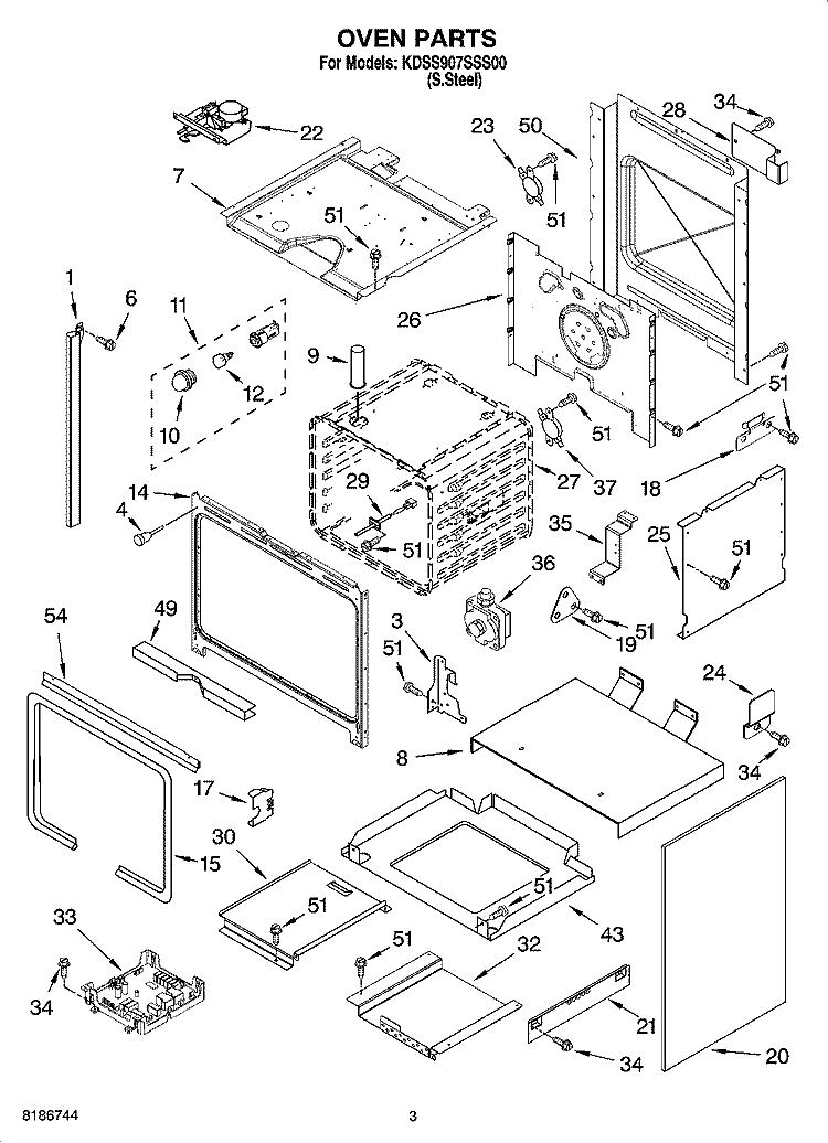 OVEN PARTS Diagram and Parts List for KDSS907SSS00  KitchenAid Range