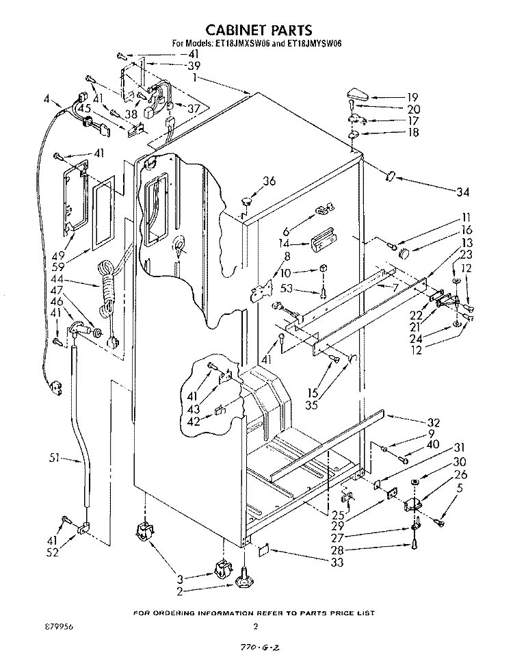 CABINET Diagram and Parts List for ET18JMXSW06  Whirlpool Refrigerator