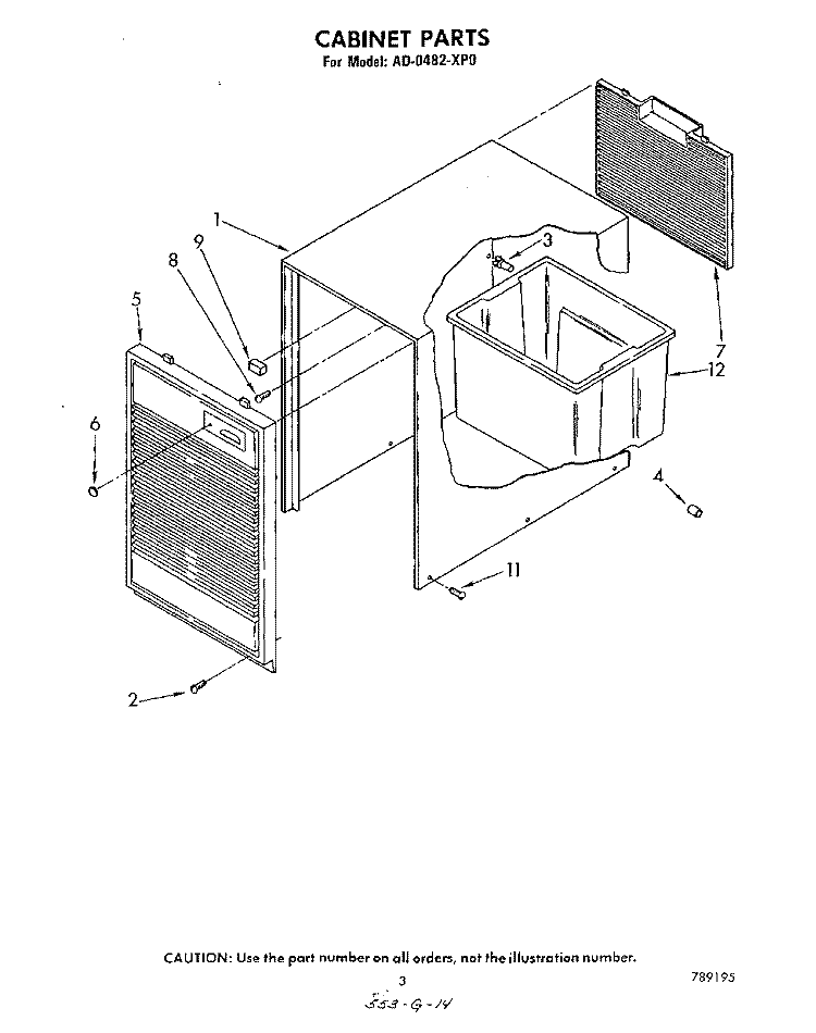 SECTION Diagram and Parts List for AD0482XP0  Whirlpool Dehumidifier