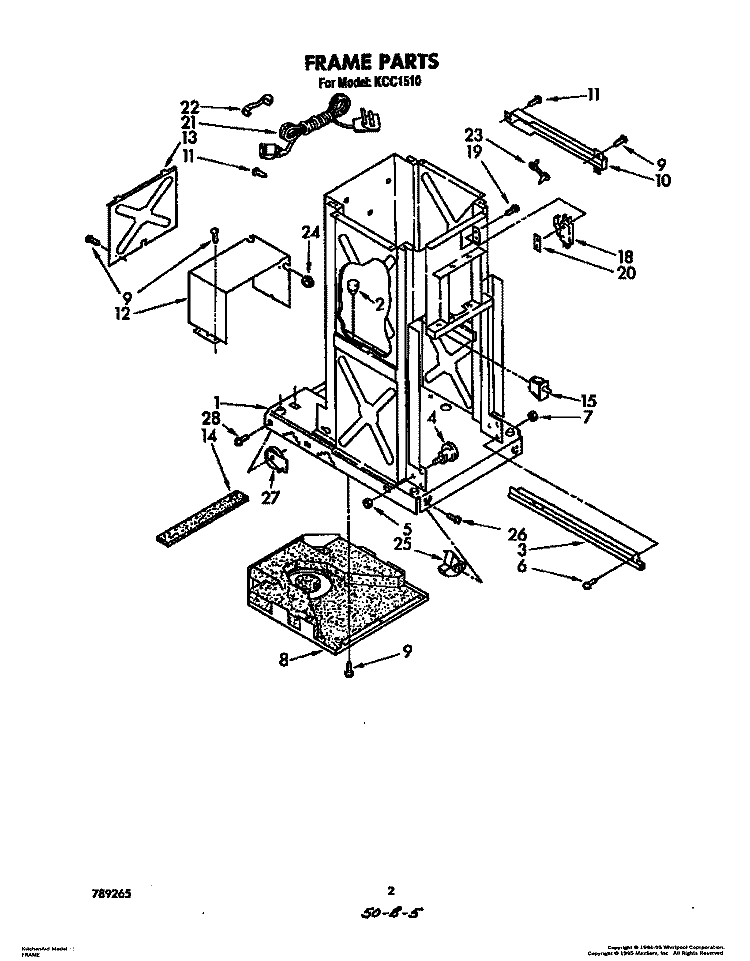 FRAME Diagram and Parts List for KCC1510  KitchenAid Trash Compactor
