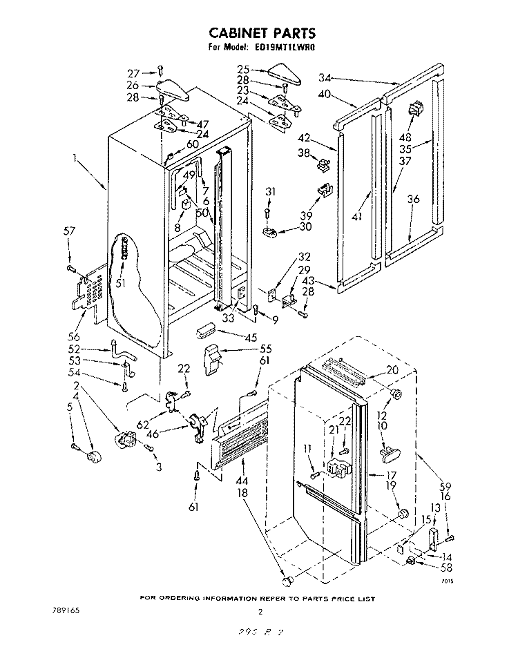 CABINET Diagram and Parts List for ED19MT1LWR0  Whirlpool Refrigerator