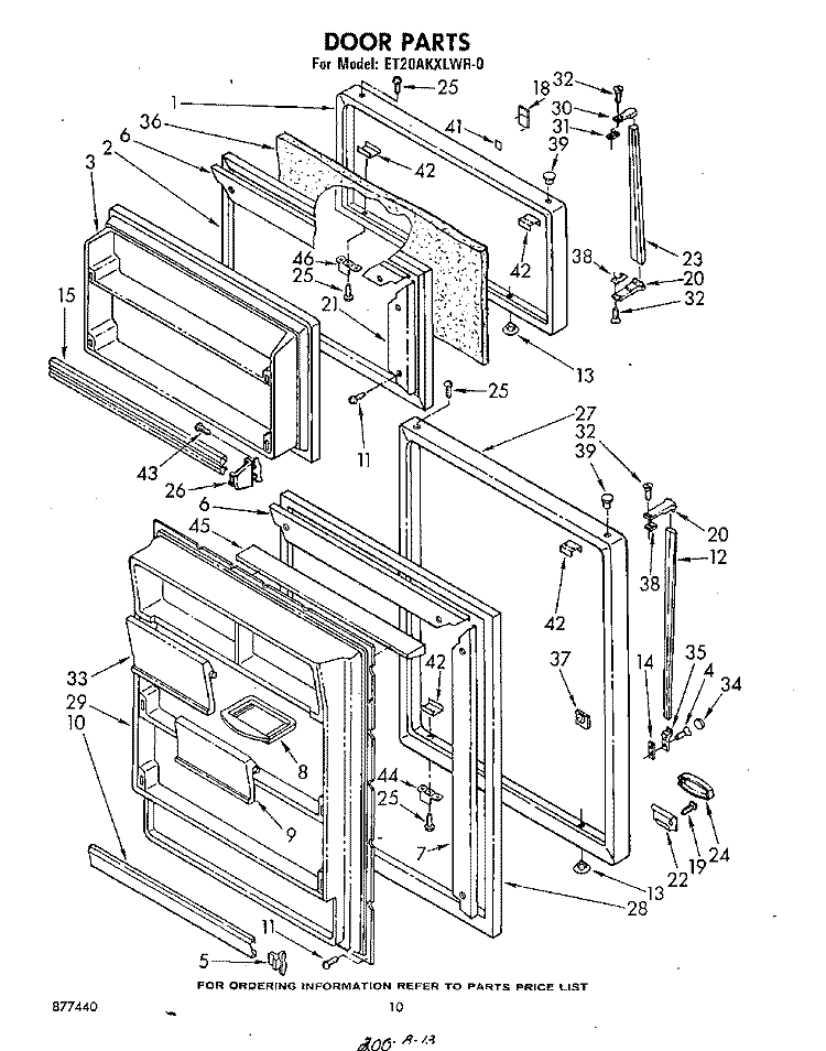 DOOR , LIT/OPTIONAL Diagram and Parts List for ET20AKXLWR0  Whirlpool Refrigerator