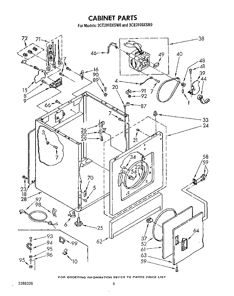 SECTION Diagram and Parts List for 3CE2910XSW0  Whirlpool Dryer