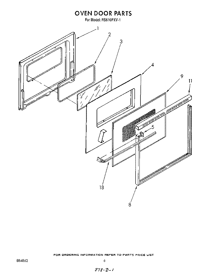 OVEN DOOR , LIT/OPTIONAL Diagram and Parts List for RS610PXV1  Whirlpool Range