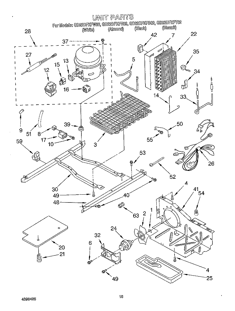 UNIT Diagram and Parts List for GD22DFXFB02  Whirlpool Refrigerator