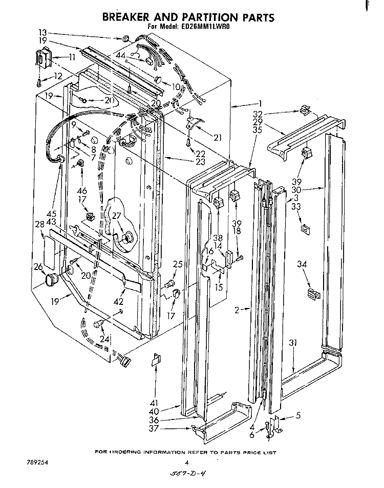 BREAKER AND PARTITION Diagram and Parts List for ED26MM1LWR0  Whirlpool Refrigerator