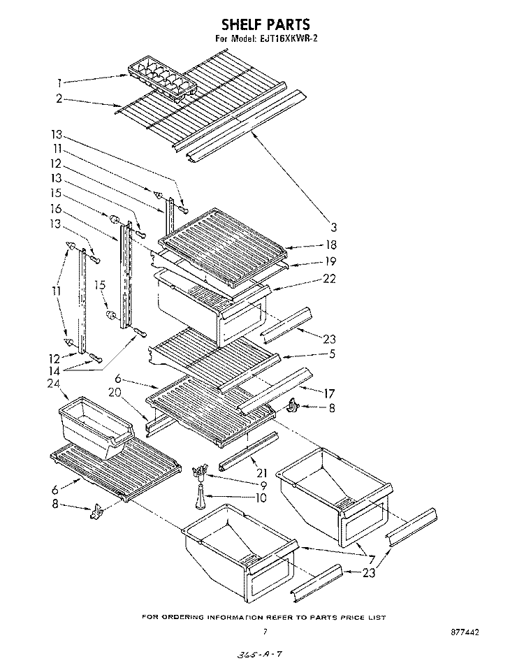 SHELF Diagram and Parts List for EJT161XKWR2  Whirlpool Refrigerator