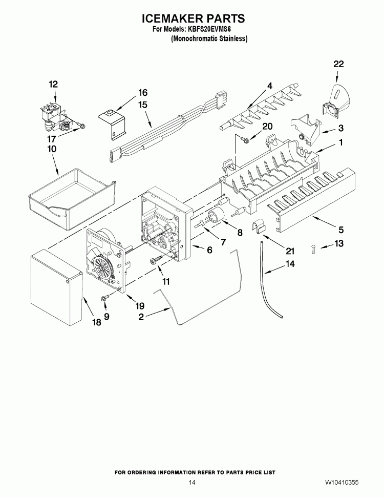 ICEMAKER PARTS Diagram and Parts List for KBFS20EVMS6  KitchenAid Refrigerator