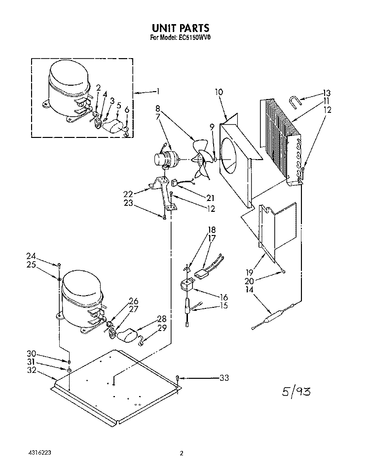 UNIT, LITERATURE Diagram and Parts List for EC5150WV0  Whirlpool Ice Maker