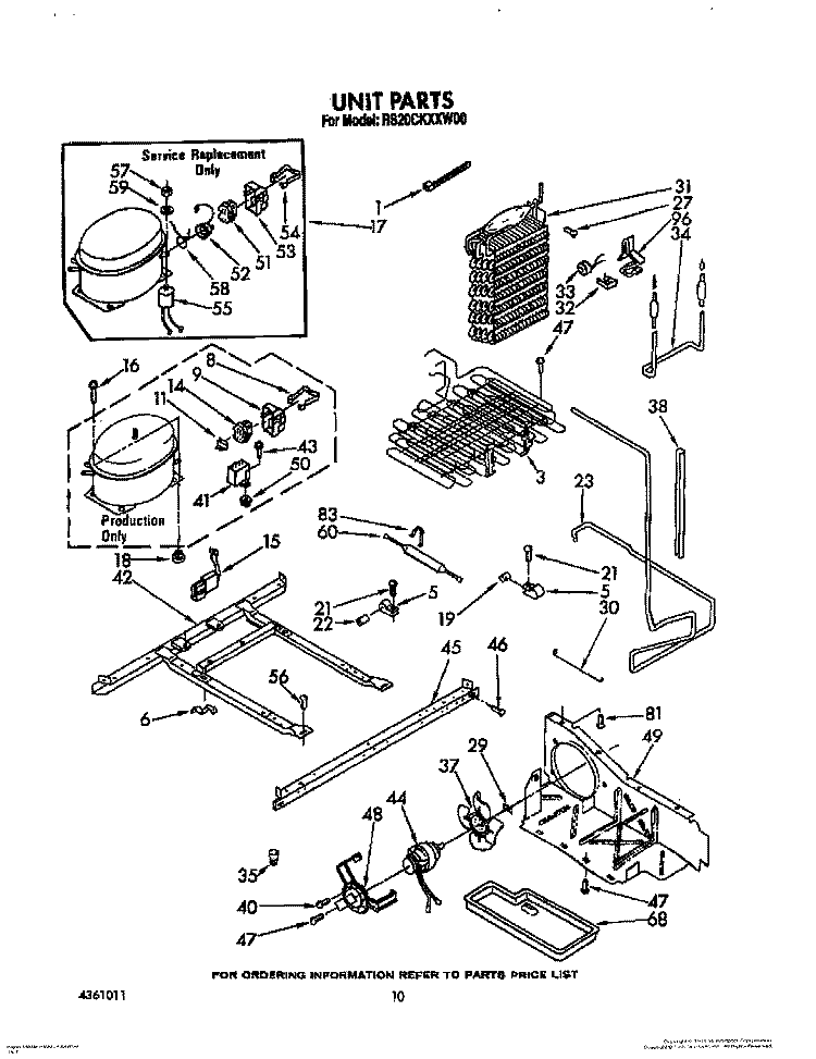 UNIT Diagram and Parts List for RS20CKXXW00  Roper Refrigerator