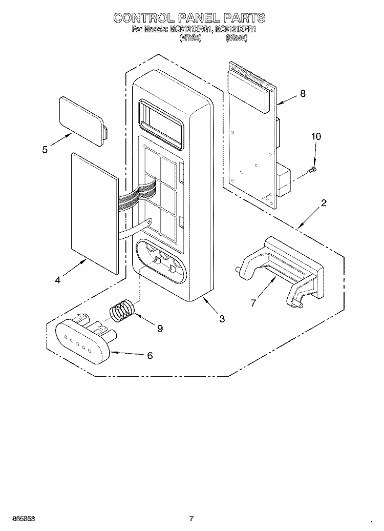 CONTROL PANEL Diagram and Parts List for MC8131XEB1  Whirlpool Wall Oven