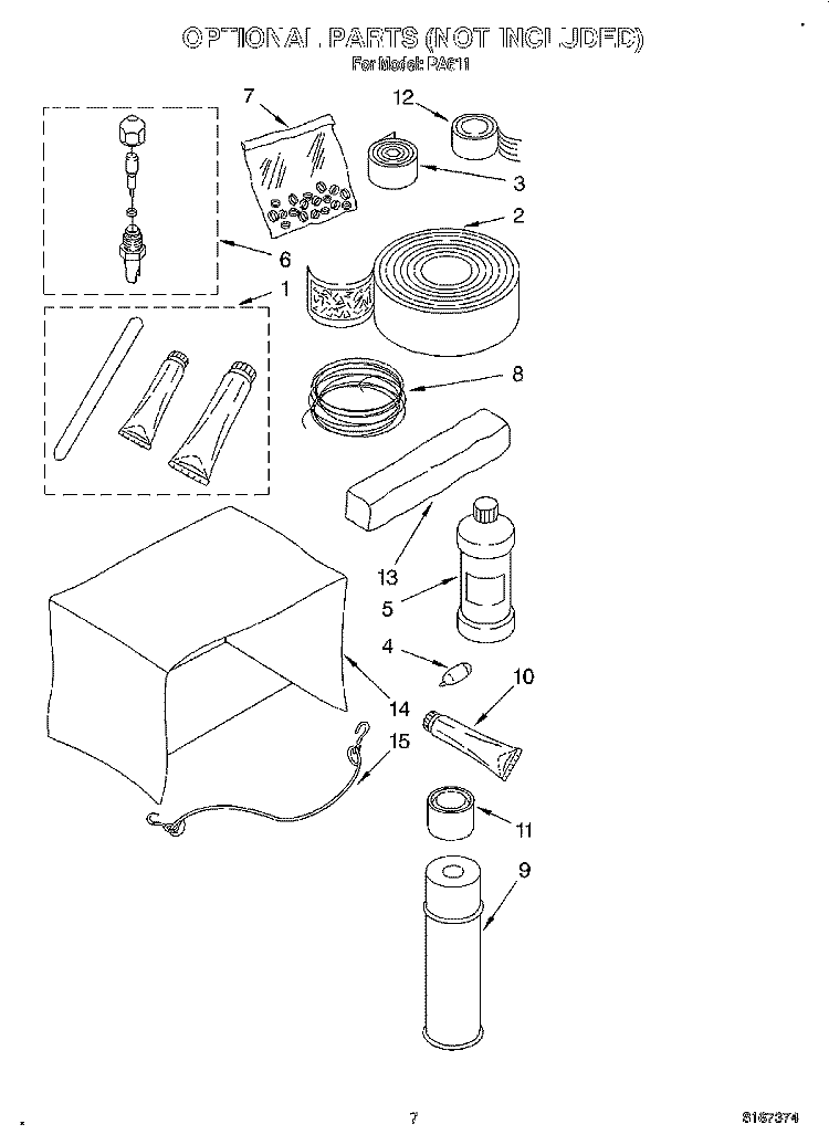 OPTIONAL Diagram and Parts List for RA611  Whirlpool Air Conditioner