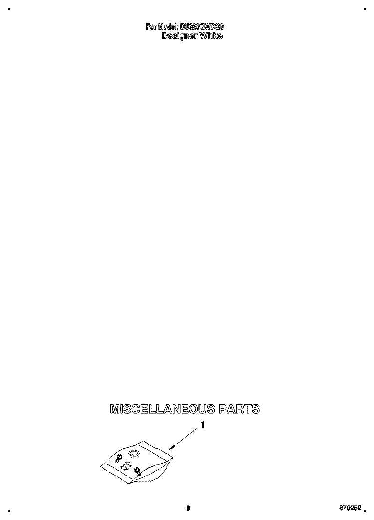 MISCELLANEOUS Diagram and Parts List for DU920QWDQ0  Whirlpool Dishwasher