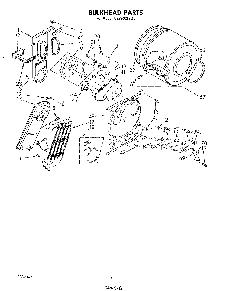 SECTION Diagram and Parts List for LE5800XSW2  Whirlpool Dryer