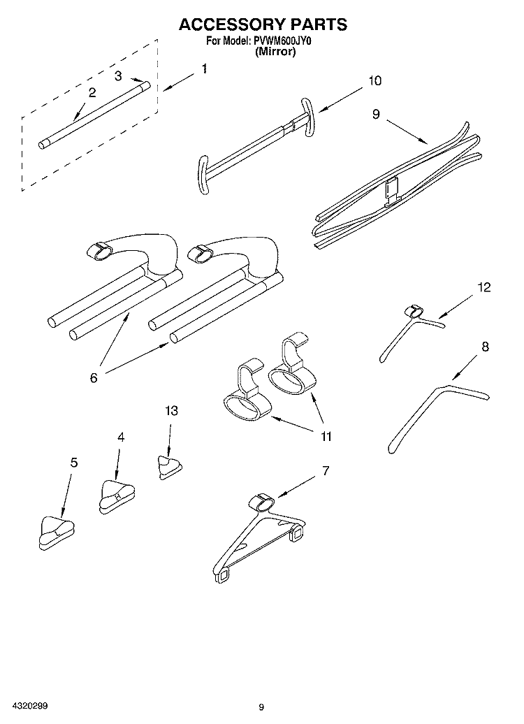 ACCESSORY, OPTIONAL Diagram and Parts List for PVWM600JY0  Whirlpool Cabinet