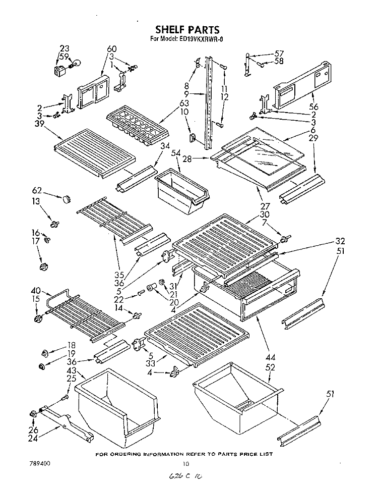 SHELF Diagram and Parts List for ED19VKXRWR0  Whirlpool Refrigerator