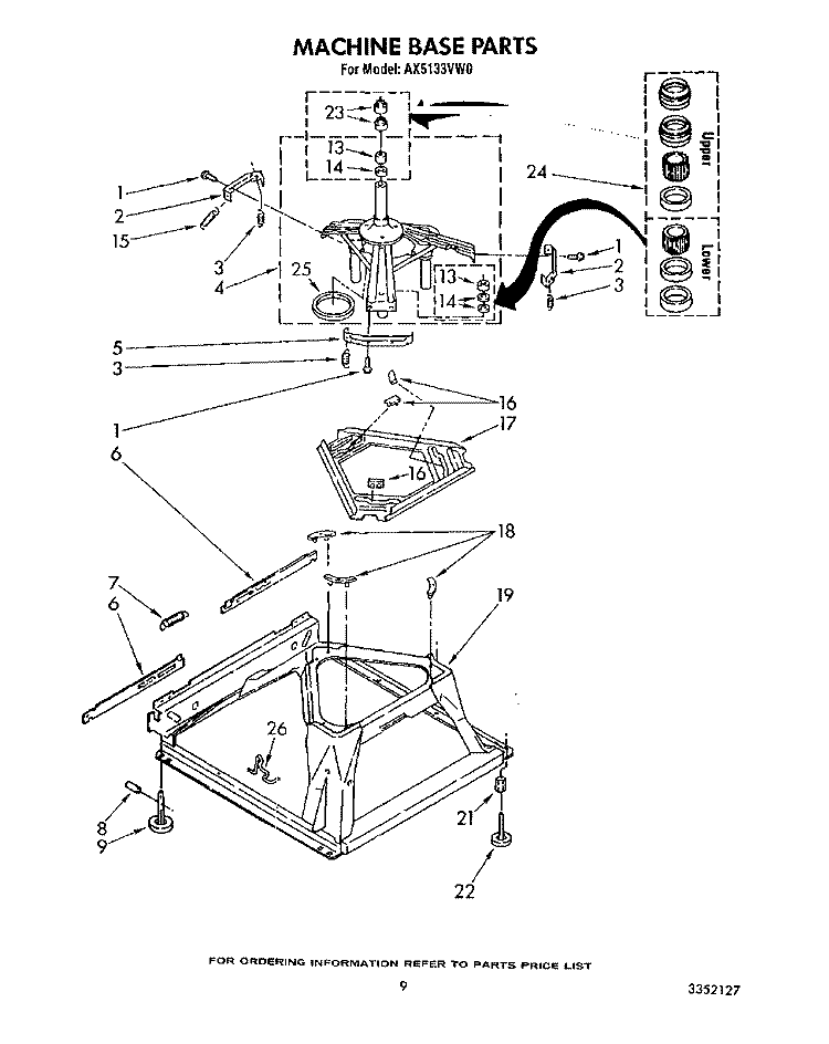 MACHINE BASE Diagram and Parts List for AX5133VL0  Whirlpool Washer