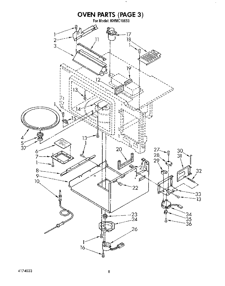 SECTION Diagram and Parts List for KHMC106S0  KitchenAid Microwave
