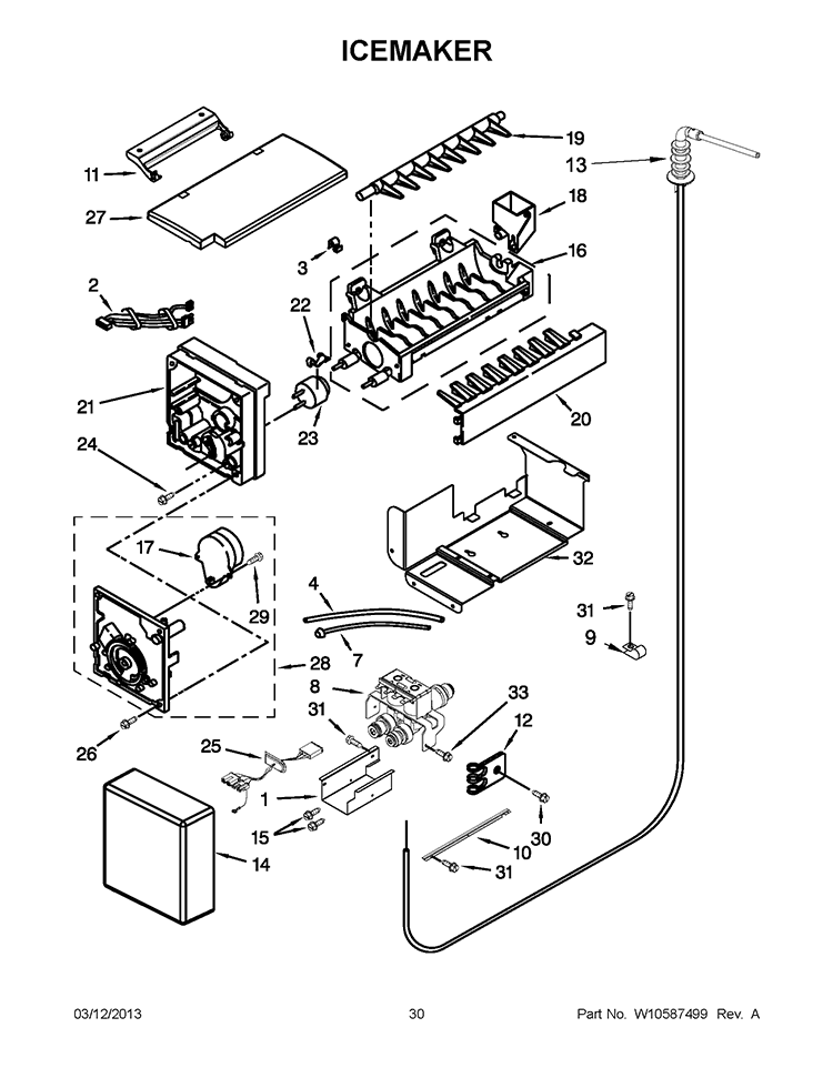ICEMAKER Diagram and Parts List for KSSC42QTS17  KitchenAid Refrigerator