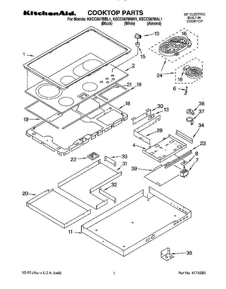 SECTION Diagram and Parts List for KECC567BBL1  KitchenAid Cooktop