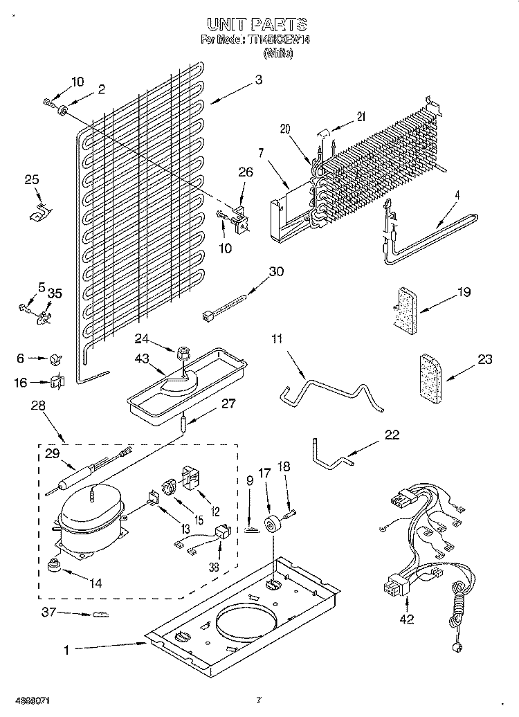 UNIT Diagram and Parts List for TT14DKXEW14  Estate Refrigerator