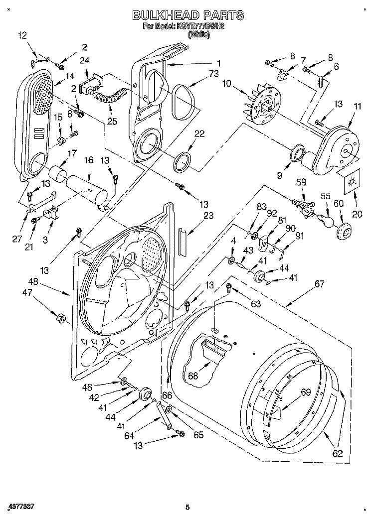 BULKHEAD Diagram and Parts List for KGYE777BWH2  KitchenAid Dryer