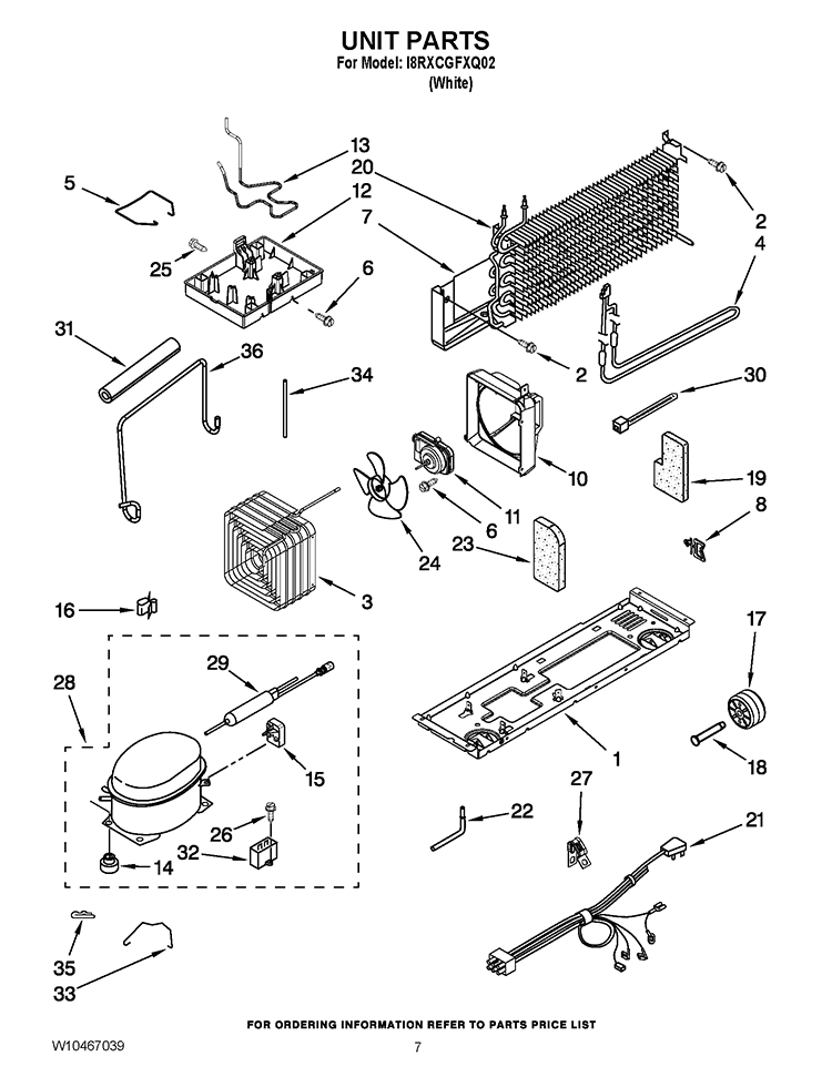 UNIT PARTS Diagram and Parts List for I8RXCGFXQ02  Inglis Refrigerator
