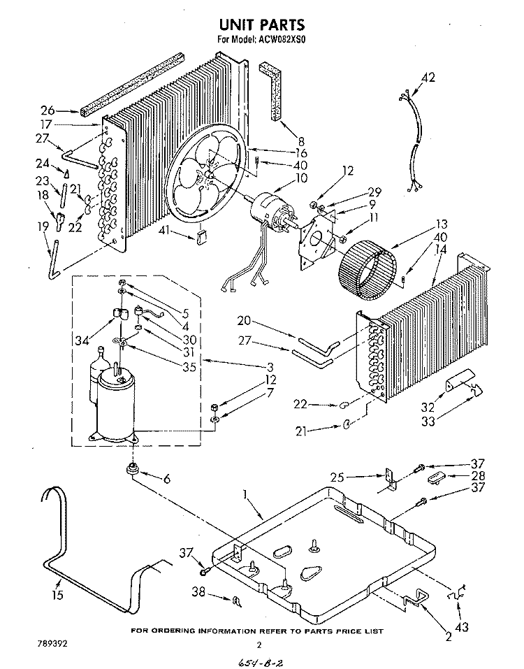 UNIT Diagram and Parts List for ACW082XS0  Whirlpool Air Conditioner