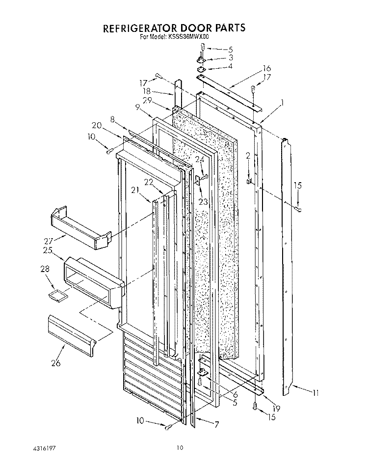 REFRIGERATOR DOOR Diagram and Parts List for KSSS36MWX00  KitchenAid Refrigerator