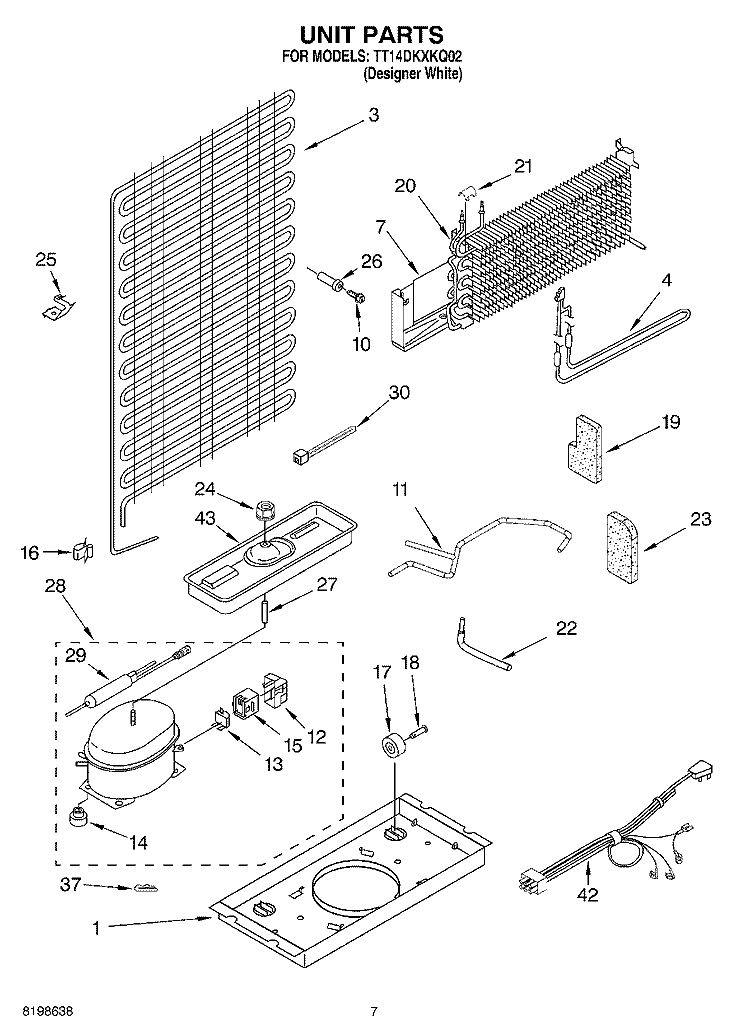 UNIT PARTS Diagram and Parts List for TT14DKXKQ02  Estate Refrigerator