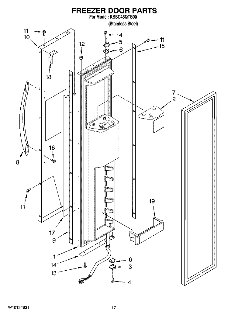 FREEZER DOOR PARTS Diagram and Parts List for KSSC48QTS00  KitchenAid Refrigerator