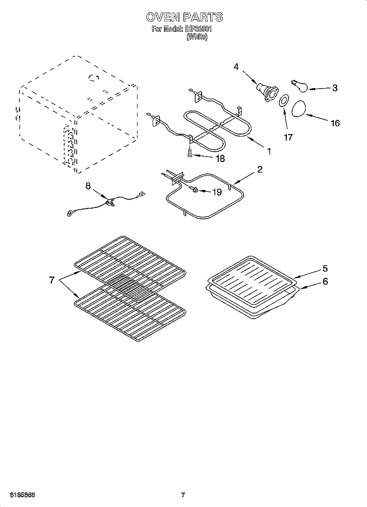 OVEN PARTS, MISCELLANEOUS PARTS Diagram and Parts List for IHP33801  Inglis Range