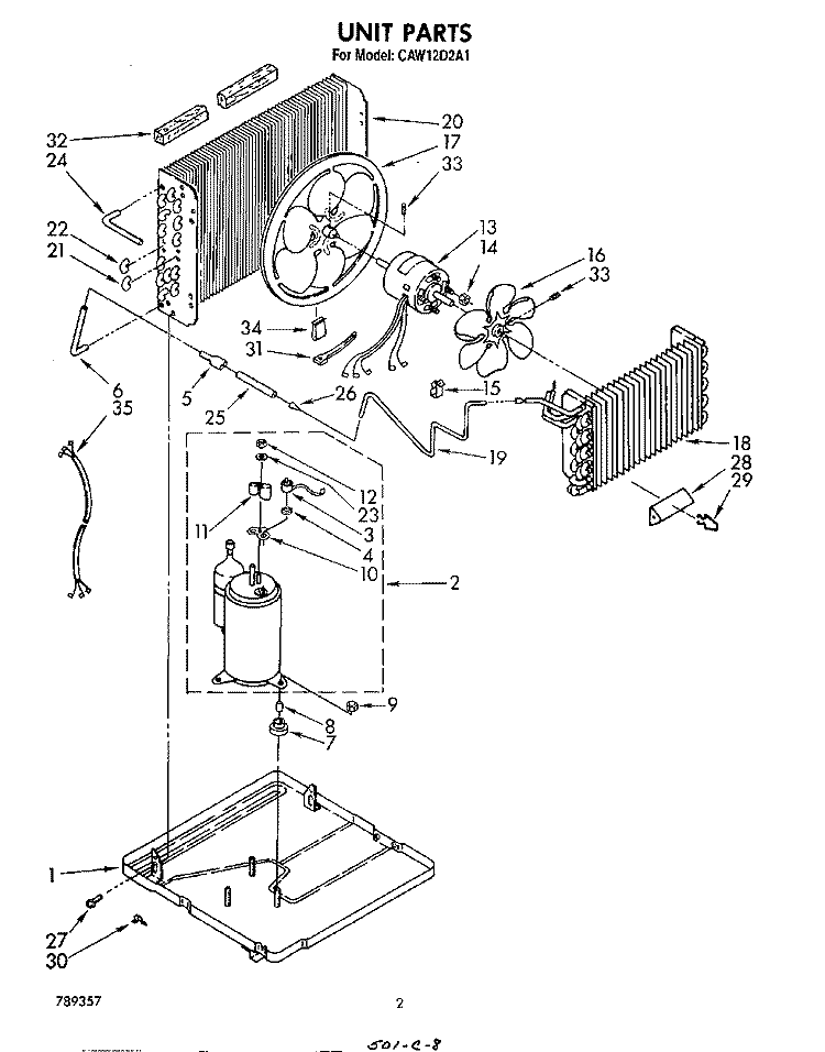 SECTION Diagram and Parts List for CAW12D2A1  Whirlpool Air Conditioner