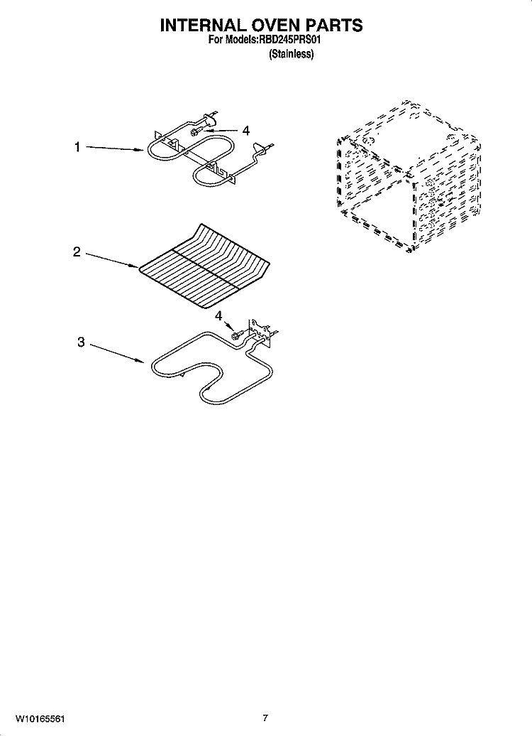INTERNAL OVEN PARTS Diagram and Parts List for RBD245PRS01  Whirlpool Wall Oven