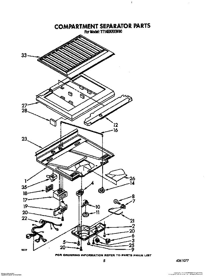 COMPARTMENT SEPARATOR Diagram and Parts List for TT14EKRXW00  Estate Refrigerator