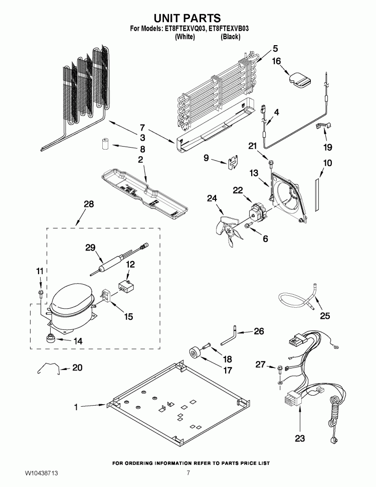 UNIT PARTS Diagram and Parts List for ET8FTEXVB03  Whirlpool Refrigerator