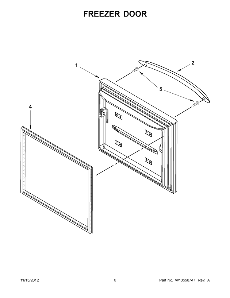 FREEZER DOOR Diagram and Parts List for KBRS22KWBL7  KitchenAid Refrigerator
