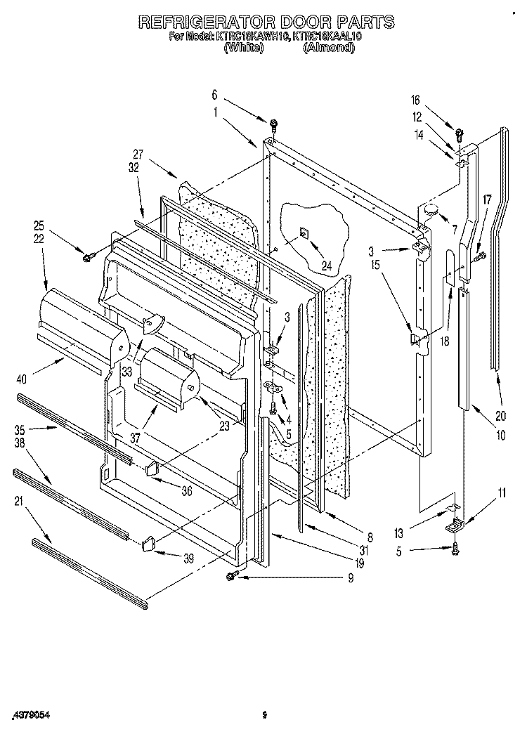 REFRIGERATOR DOOR Diagram and Parts List for KTRC18KAWH10  KitchenAid Refrigerator