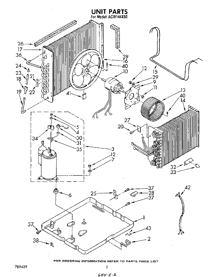 UNIT Diagram and Parts List for ACW144XS0  Whirlpool Air Conditioner