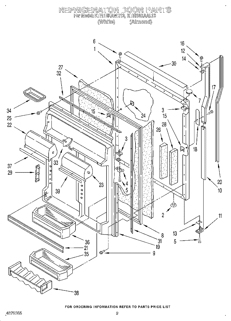 REFRIGERATOR DOOR Diagram and Parts List for KTRI18KAAL10  Whirlpool Refrigerator