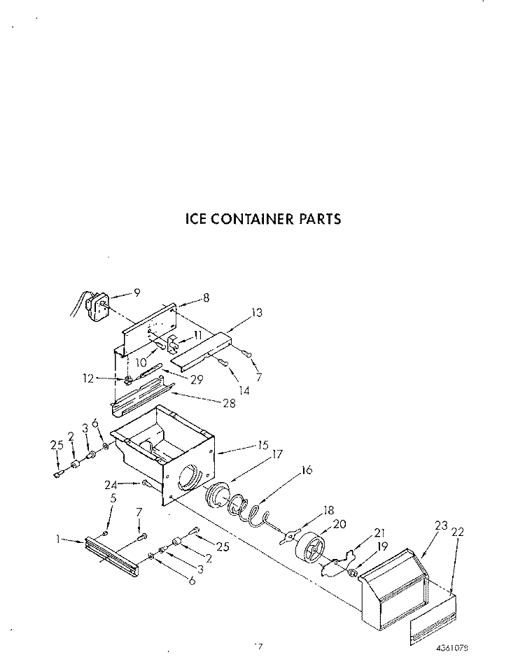 ICE CONTAINER Diagram and Parts List for ARG490  Whirlpool Refrigerator