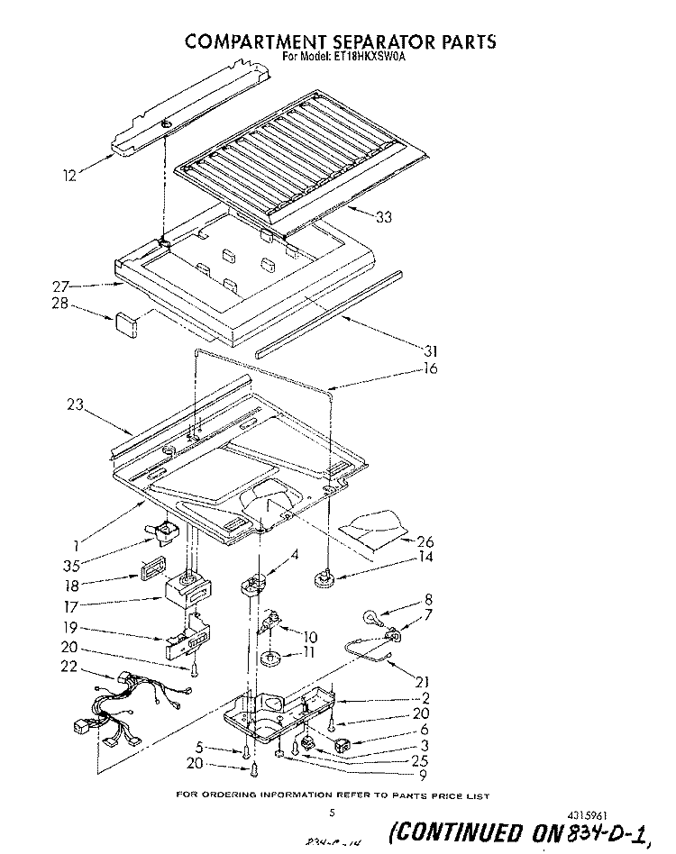 COMPARTMENT SEPARATOR Diagram and Parts List for ET18HKXSW0A  Whirlpool Refrigerator