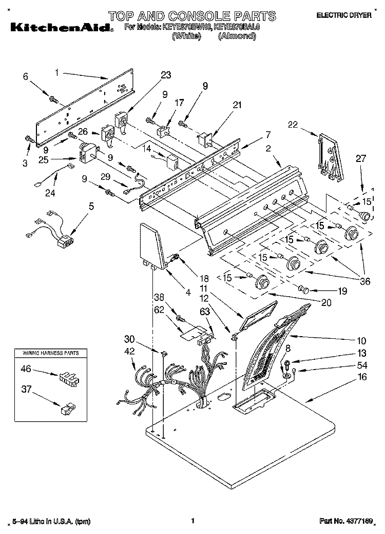 SECTION Diagram and Parts List for KEYE870BAL0  KitchenAid Dryer