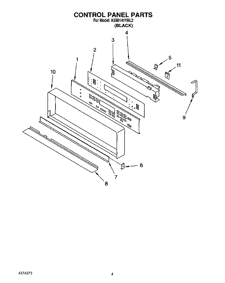 CONTROL PANEL, LIT/OPTIONAL Diagram and Parts List for KEBI141YBL2  KitchenAid Wall Oven